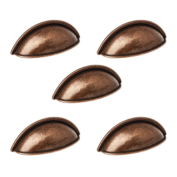 Çanak Kulp 5 ADET 64 mm Antik Bakır Metal Mobilya Çekmece Dolap Kapak Kulpu Modern Mutfak Kulpları ürün görseli