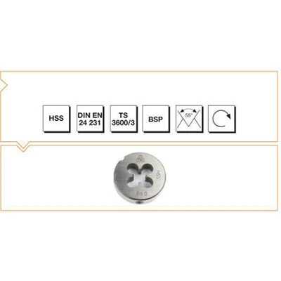 Makina Takım G1 HSS DIN 24 231 Whitworth Boru Vidalı Pafta Lokması-MTE B00110083325 - 2