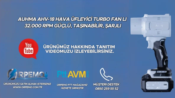 AUHMA  32.000 RPM ŞARJLI MİNİ TURBO FAN  KABLOSUZ GÜÇLÜ HAVA ÜFLEYİCİ - Resim 6