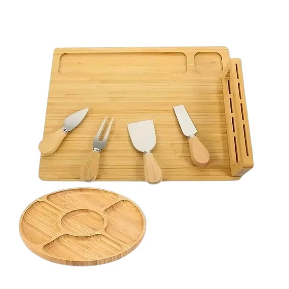 Doğal Bambu Bıçaklı Peynir Servis Sunum Seti 6 Parça - 2