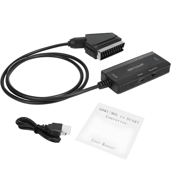 Hdmi To Scart 1080p Hd AV Video Çevirici Dönüştürücü Adaptör - Resim 3