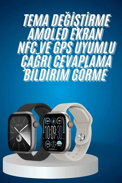 Akıllı Kol Saat Amoled Ekran Android ve İOS Uyumlu Arama Konuşma - 1