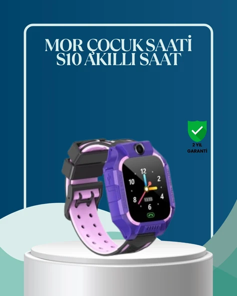 S10 Mor Çocuk Takip Saati Elektronik Bariyer ve Sesli Mesaj Destekli ürün görseli 1