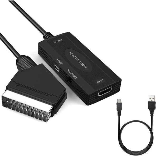 Hdmi To Scart 1080p Hd AV Video Çevirici Dönüştürücü Adaptör - Resim 2