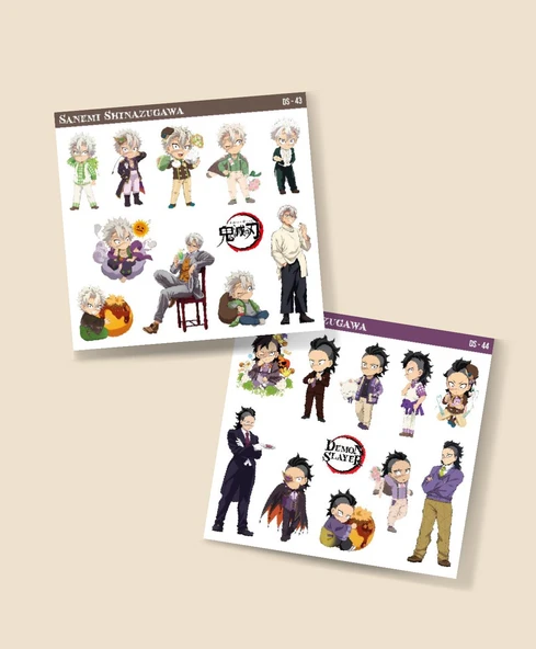 Demon Slayer Sanemi Shinazugawa - Genya Shinazugawa 2 Li Set Anime Sticker Çıkartma Kimetsu no yaiba ürün görseli 1