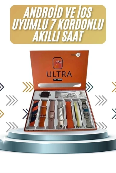 7 Kordonlu Akıllı Saat Plastik Kordon Hasır Kordon Çelik Kordon - Resim 2