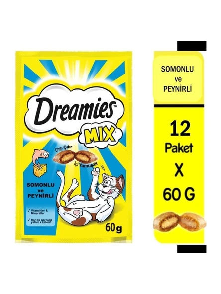 Dreamies Mix Somonlu ve Peynirli Kedi Ödülü 12 Adet x 60 Gr ürün görseli