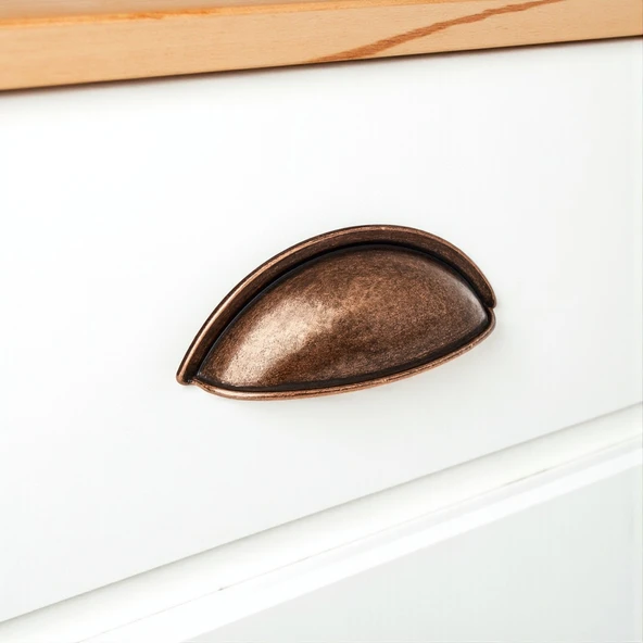 Çanak Kulp 64 mm Antik Bakır Renk Metal Mobilya Çekmece Dolap Kapak Kulpu Modern Mutfak Kulpları - Resim 8