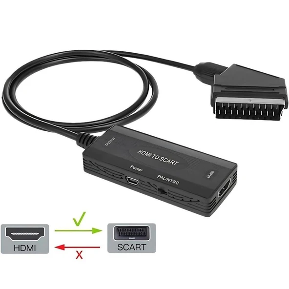 Hdmi To Scart 1080p Hd AV Video Çevirici Dönüştürücü Adaptör - Resim 6