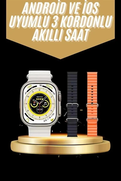 Yeni Nesil 3 Kordonlu Kol Saati 49 MM Amoled Ekran Akıllı Saat - Resim 2