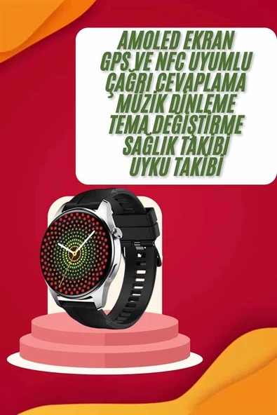 Yeni Nesil Akıllı Saat Çift Kordonlu 1.5 Inç Yuvarlak Ekran GPS ve NFC Uyumlu ürün görseli 1