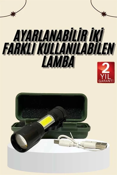 Uzun Menzilli Şarjlı El Feneri Uzun Ömürlü Led Işık Lamba - Resim 2