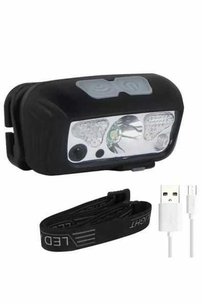 Kamp Lambası Kafa Feneri Kafa Lambası Ayarlanabilir Sensörlü Şarjlı - Resim 5