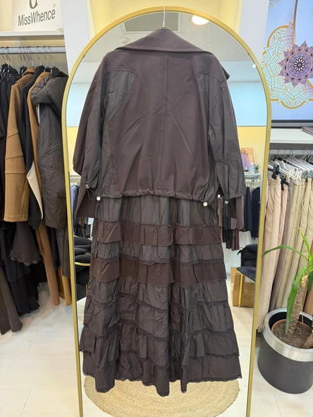 Misswhence ceketli ikili elbise 38807 kahve - Resim 8