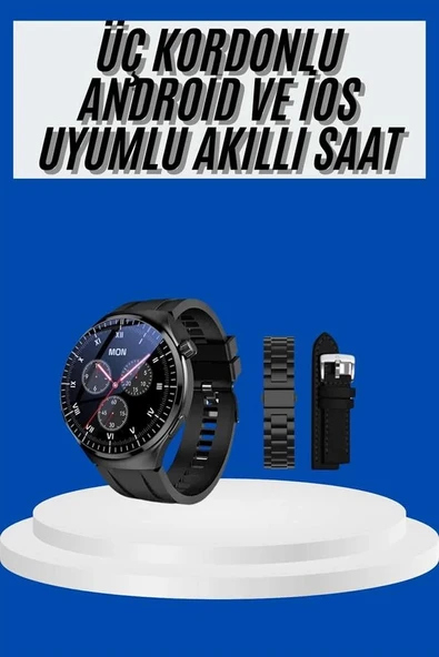 Amoled Ekran Akıllı Saat Üç Kordonlu İOS Android Uyumlu - 2