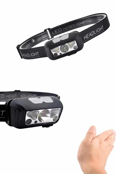 Kamp Lambası Kafa Feneri Kafa Lambası Ayarlanabilir Sensörlü Şarjlı - Resim 3