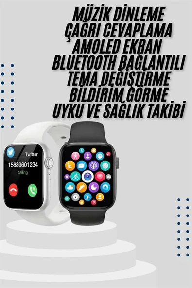 Akıllı Saat Yeni Nesil Android ve İOS Uyumlu Titreşim Modlu Alarm Kronometre ürün görseli 1