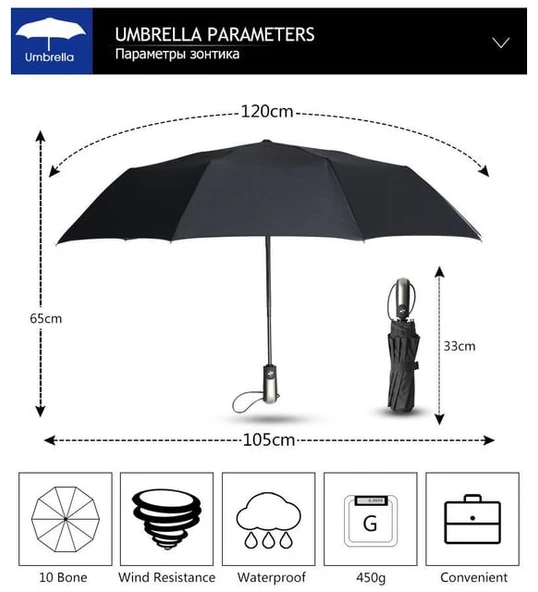 Demirhan Tam Otomatik Şemsiye - Açılır Kapanabilir Erkek - 8 Telli - Resim 3