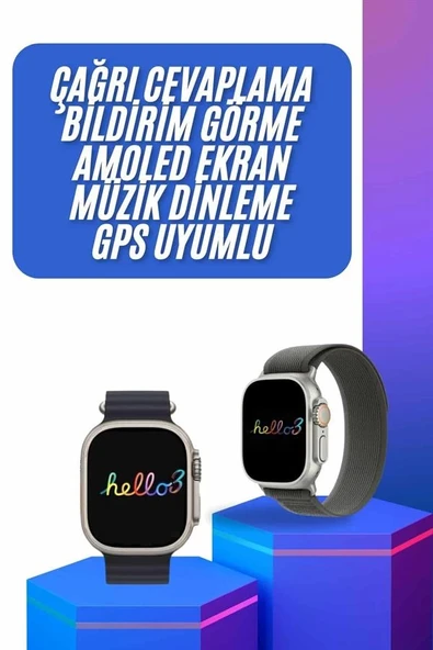 Yeni Nesil 3 Kordonlu Kol Saati 49 MM Amoled Ekran Akıllı Saat ürün görseli 1