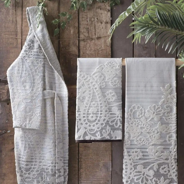 Sarev Nailah Havlu Gri 80X160 - Resim 3