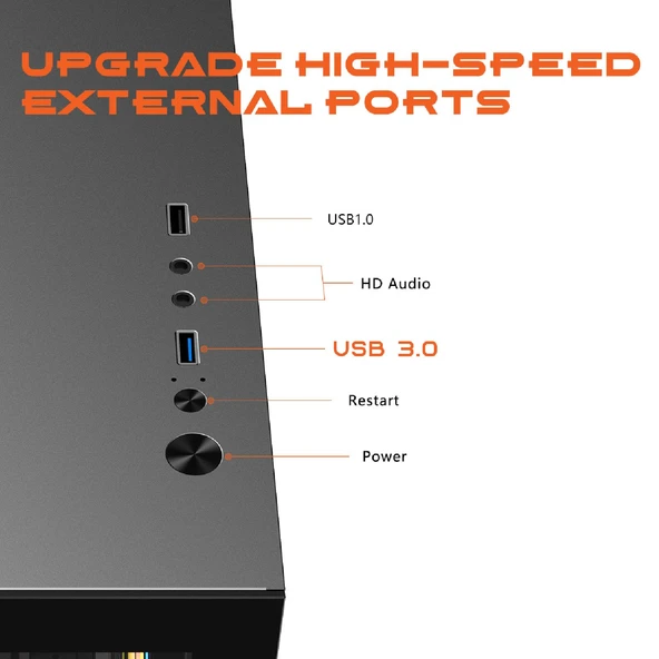 GAMEAGLE TORNADO BİLGİSAYAR KASASI + 750W + 80  POWER + 240 MM SIVI SOĞUTMA (SİYAH) - 5