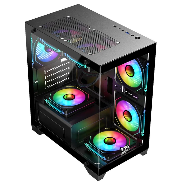 GAMEAGLE TORNADO BİLGİSAYAR KASASI + 750W + 80  POWER + 240 MM SIVI SOĞUTMA (SİYAH) - 3