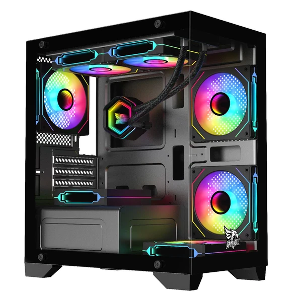 GAMEAGLE TORNADO BİLGİSAYAR KASASI + 750W + 80  POWER + 240 MM SIVI SOĞUTMA (SİYAH) - 2