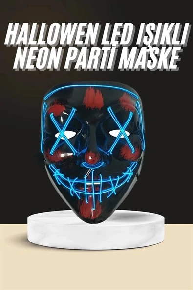 Işıklı Led Maske Parti Eğlence Maskesi Hallowen Neon Maske - 2