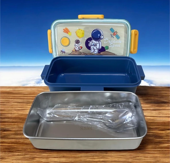 Fixpoint Paslanmaz Çelik Yemek Saklama ve Taşıma Kabı Lacivert 530 ml P-1445 - 3