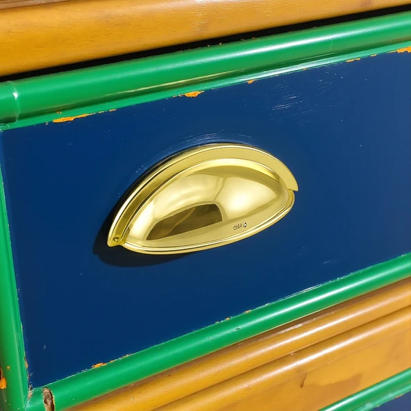 Çanak Kulp 5 ADET 64 mm Gold Altın Metal Mobilya Çekmece Dolap Kapak Kulpu Modern Mutfak Kulpları - Resim 4