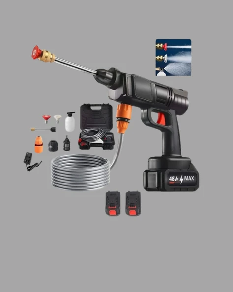 TEK BATARYALI 48V Şarjlı Basınçlı Yıkama Makinesi - Resim 4