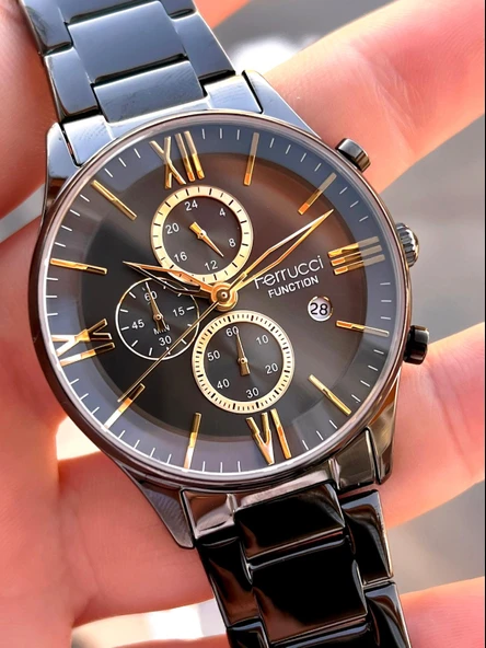 Ferrucci Çelik Kordon İç Fonksiyonları Aktif 2 Yıl Garantili Erkek Kol Saati+Bileklik F.FGG233.03 - Resim 4