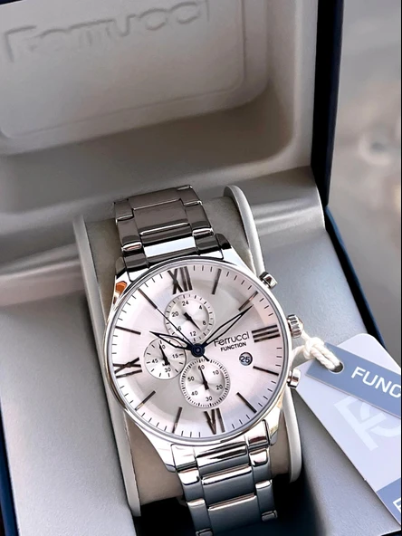 Ferrucci Çelik Kordon İç Fonksiyonları Aktif 2 Yıl Garantili Erkek Kol Saati+Bileklik F.FGG233.02 - Resim 5