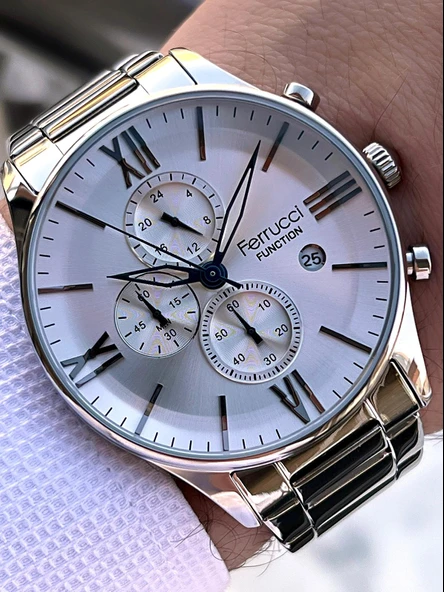 Ferrucci Çelik Kordon İç Fonksiyonları Aktif 2 Yıl Garantili Erkek Kol Saati+Bileklik F.FGG233.02 - Resim 2