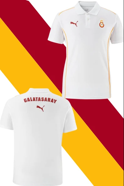 Galatasaray Orijinal Lisanslı A-Takım Polo Yaka Beyaz T-Shirt ürün görseli 1