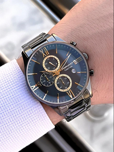 Ferrucci Çelik Kordon İç Fonksiyonları Aktif 2 Yıl Garantili Erkek Kol Saati+Bileklik F.FGG233.03 - Resim 3