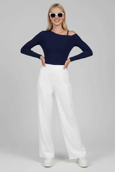 BİÇOMİ Tek Omuz İpli Bluz Lacivert T4328 ürün görseli