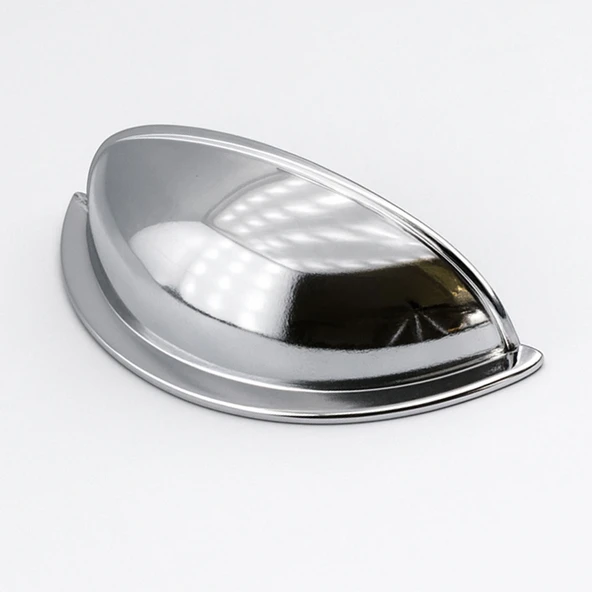 Çanak Kulp 5 ADET 64 mm Krom Gümüş Metal Mobilya Çekmece Dolap Kapak Kulpu Modern Mutfak Kulpları - Resim 7