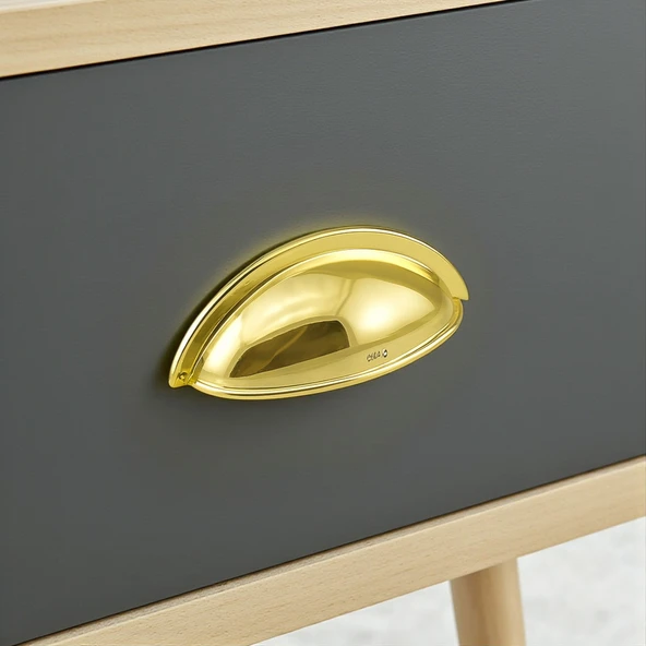 Çanak Kulp 5 ADET 64 mm Gold Altın Metal Mobilya Çekmece Dolap Kapak Kulpu Modern Mutfak Kulpları - Resim 5