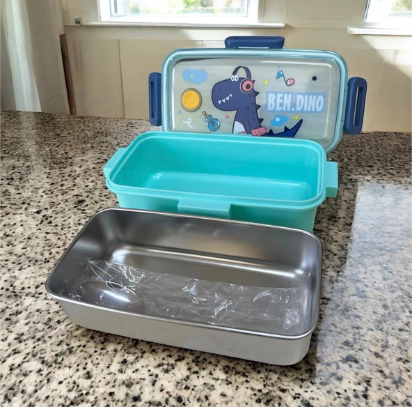 Fixpoint Paslanmaz Çelik Yemek Saklama ve Taşıma Kabı Turkuaz 530 ml P-1445 - 3