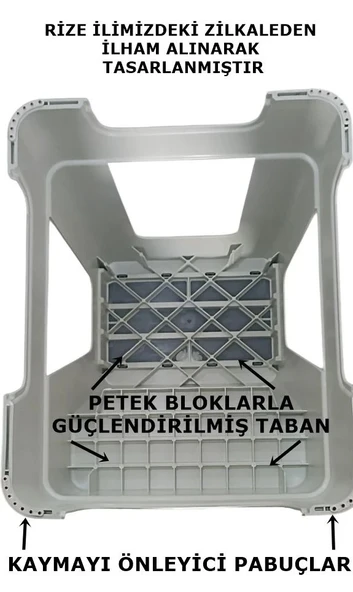 Çelik Ayna Zilkale Büyük Boy Çift Katlı Basamak Çok Amaçlı Dayanıklı Tabure Beyaz+ Mavi-254 - Resim 5