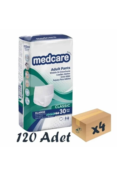 MEDCARE Classic Emici Külot Yetişkin Hasta Bezi 5,5 Damla XLarge XL Beden 30'lu 4 Paket 120 Adet ürün görseli