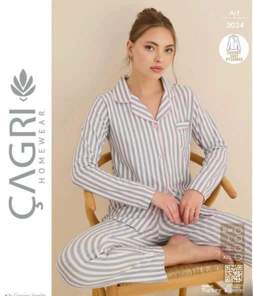 Çağrı Kadın Kışlık Süet Uzun Kollu Önü Düğmeli Pijama Takımı