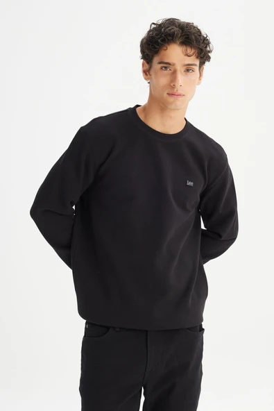 Lee Regular Fit Normal Kesim Bisiklet Yaka Baskılı Siyah Sweatshirt - Resim 3