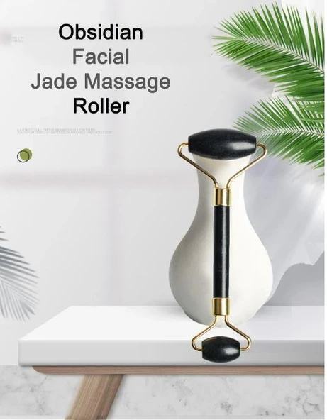 Roller Doğal Taş Siyah Oniks Yüz Masaj Aleti Roller Masaj Taşı Jade Roller - 2