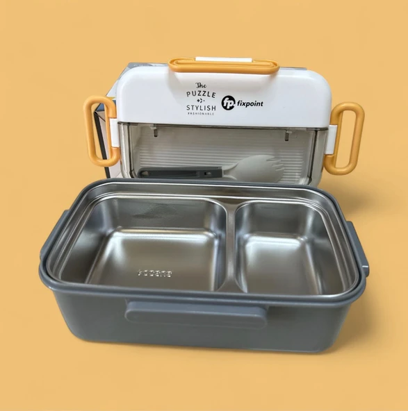 Fixpoint Paslanmaz Çelik Yemek Saklama ve Taşıma Kabı Gri Rengi 1100 ml P-1840 - 2