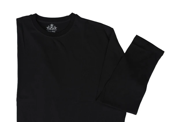 Bisiklet Yaka Battal Beden Tişört Siyah Renk - 4