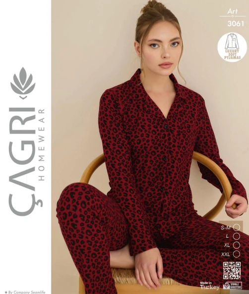 Çağrı Kadın Kışlık Süet Uzun Kollu Önü Düğmeli Pijama Takımı - 9