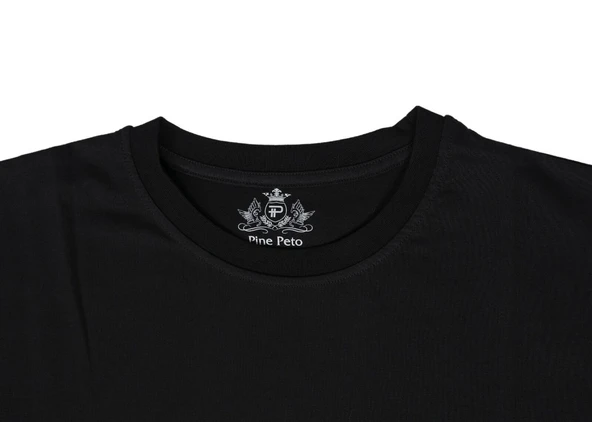 Bisiklet Yaka Battal Beden Tişört Siyah Renk