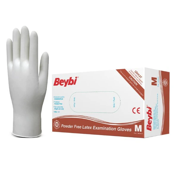 Beybi Lateks Pudrasız Muayene Eldiveni M 100 Lü
